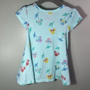 Disney Baby Girls Fit&Flare Dress, Light Blue w Minnie Mouse Cherry Pattern, 12M